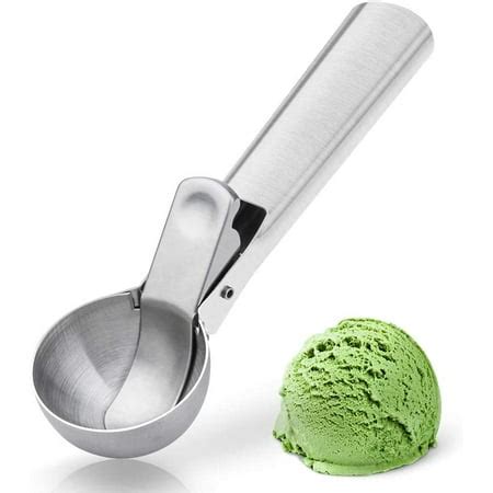 Premium Stainless Steel Ice Cream Scoop with Trigger Ice Cream Scooper Dishwasher Safe, Heavy ...