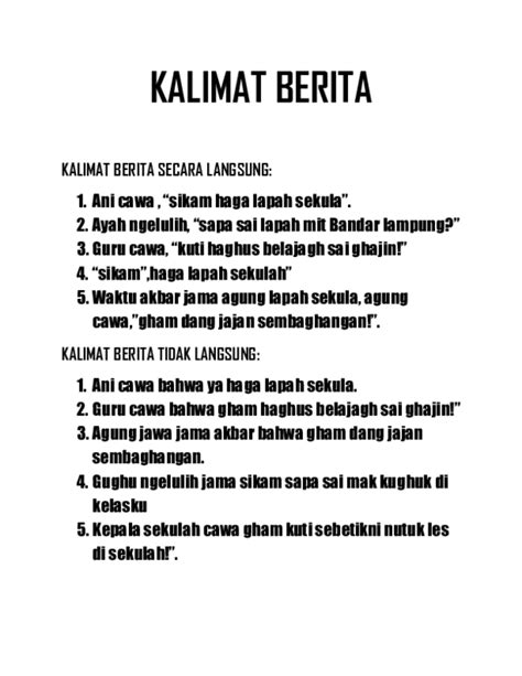 (DOC) CONTOH KALIMAT BERITA | yolanda permata - Academia.edu