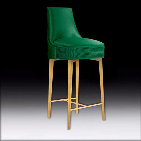 Designer Luxury Pleat Velvet Upholstered Bar Stool