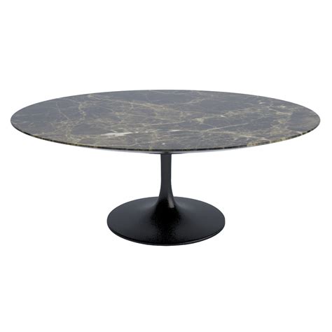 Tulip Oval Coffee Table Emperador Satin Finish Marble & Black Base | Marble tulip coffee table ...