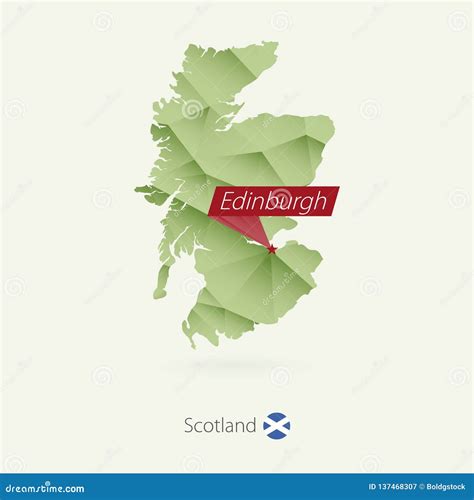 Green Gradient Low Poly Map of Scotland with Capital Edinburgh Stock Vector - Illustration of ...