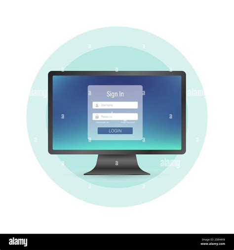 Login page on computer screen. Pc and online login form, sign in page ...