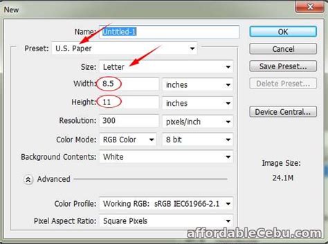 What's the size of short bond paper in Photoshop in inches? - Photoshop / Graphics 30697