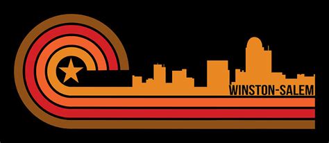 Retro Winston-Salem Cityscape - Winston-Salem NC Skyline Digital Art by ...