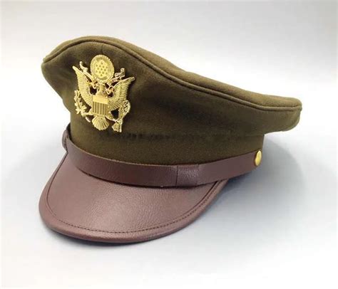 WWII US Army Air Force Jumbo Eagle Badge Officer Visor Cap military hat SIZES-in Sports ...