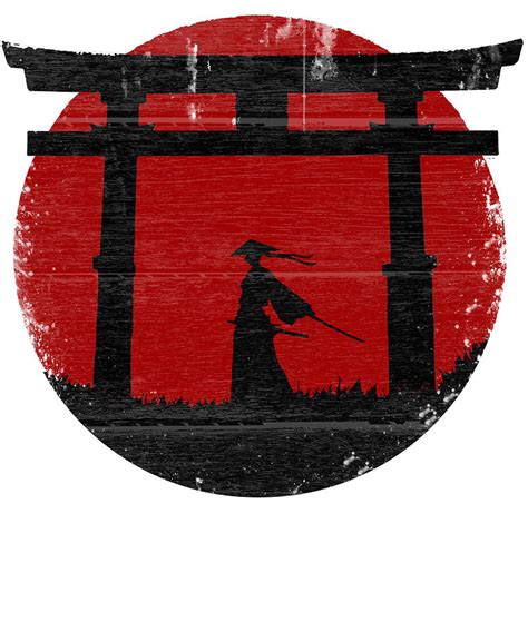 Samurai warrior red sun with zen japan temple Digital Art by Delos518 ...