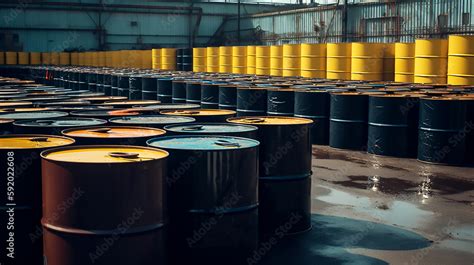 Barrels of crude oil, ready for export, crude oil production. Generated ...