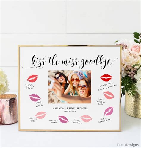 Kiss the miss goodbye frame Printable template BRIDAL SHOWER | Etsy