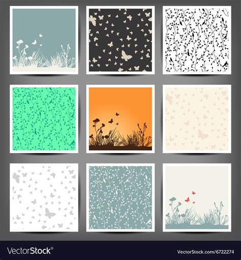 Set seamless color patterns of butterflies Vector Image