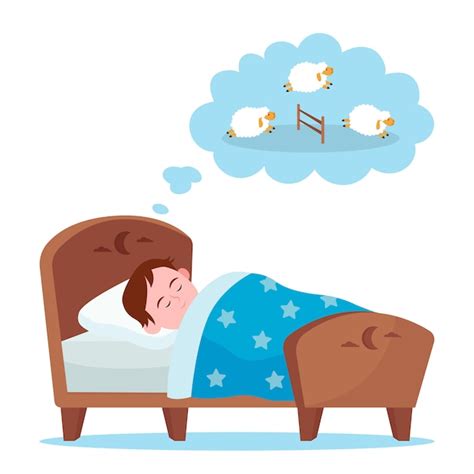 Free Vector | Little boy lying in bed and counting sheep