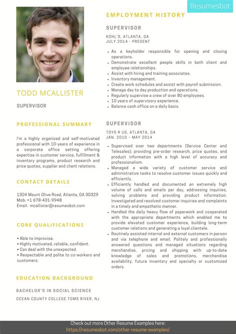 Supervisor Resume Samples and Tips [PDF+DOC] | Resumes Bot