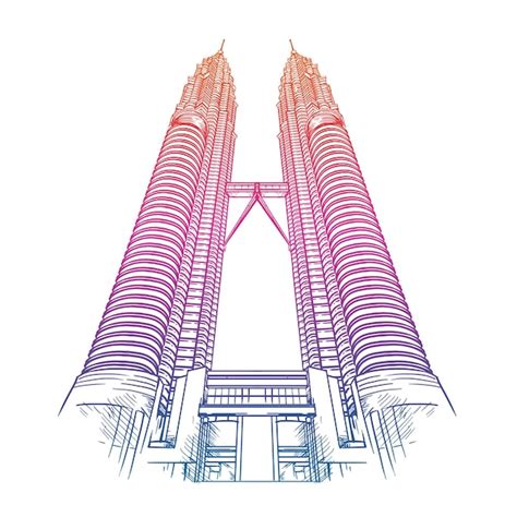 Premium Vector | A hand drawing of Malaysia Twin Tower KLCC