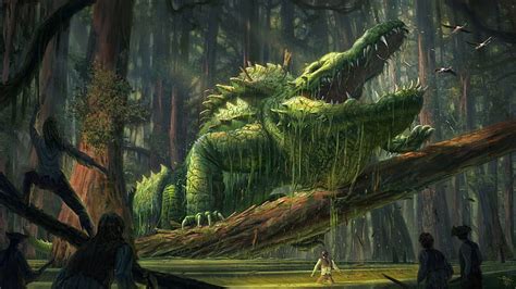 Fantasy, Creature, Animal, Crocodile, Forest, People, Scary, HD wallpaper | Peakpx