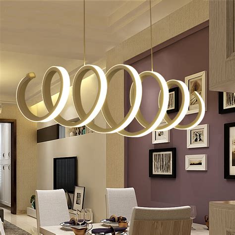 11'' Stepless Dimming LED Wave Design Pendant Light Modern Acrylic ...