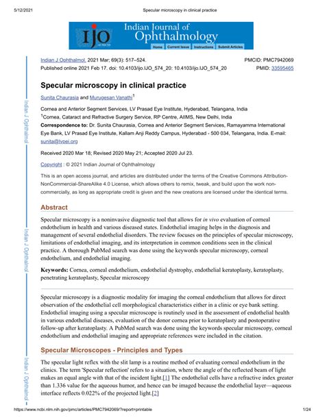 (PDF) Specular microscopy in clinical practice