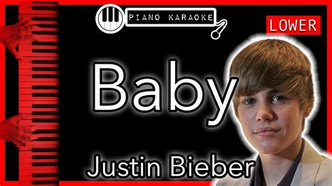 Baby (LOWER -3) - Justin Bieber - Piano Karaoke Instrumental - YouTube