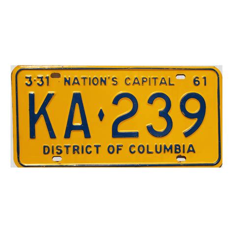 1961 Washington D.C. #KA239 | Old DC License Plates