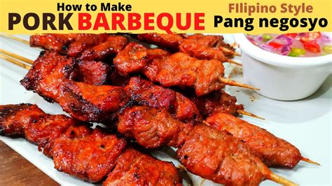 PORK BARBECUE | Filipino style pang NEGOSYO STREET FOOD | EASY PINOY Pork Barbecue on a stick ...