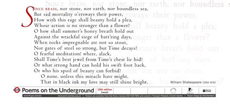 Sonnet 65 – Poems on the Underground