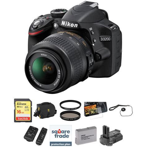 Nikon D3200 DSLR Camera with 18-55mm Lens Deluxe Kit (Black) B&H