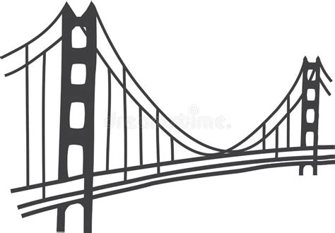 Golden Gate Bridge drawing stock illustration. Illustration of illustration - 44758910