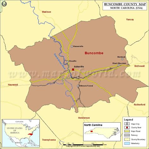 Buncombe County Map, North Carolina