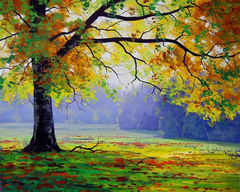 [Hot Item] Best Seller Autumn Tree Handmade Oil Painting on Canvas ...