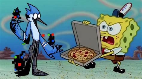 FNF Pibby Corrupted: Mordecai trying to get a pizza from Spongebob | Spongebob, Animation ...