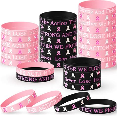 Amazon.com: Breast Cancer Awareness Breast Cancer Wristbands Bracelets Pink Ribbon Awareness ...