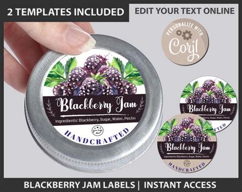 Blackberry Jam Label Editable Blackberry Jam Labels | Etsy