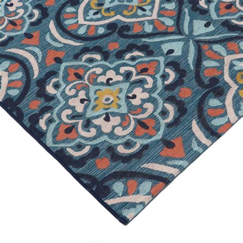 Better Homes & Gardens 6' x 9' Blue Medallion Outdoor Rug - Walmart.com ...