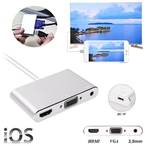 Lightning / HDMI, VGA, Audio, MicroUSB Adapter - iPhone, iPad