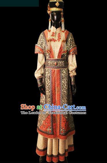 Chinese Mongolian People Yuan Dynasty Mongolians Dance Costumes Queen Princess Empress Clothing ...