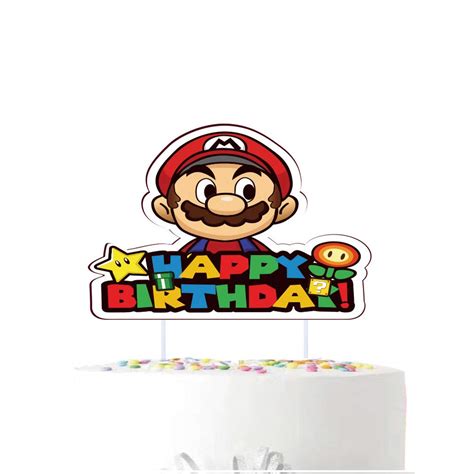 Buy Cake Topper for Super Mario Happy Birthday Cake Topper , Kids Boys Brothers Video Game ...