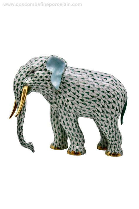 Large Herend Colonel Hathi Elephant green fishnet - UK shop