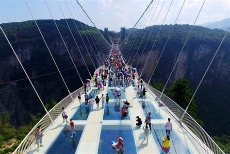 World's longest, highest glass bridge opens in Hunan - News - The ...