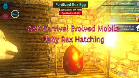 ARK Survival Evolved Mobile: Rex Egg Hatching! Mutation?! - YouTube