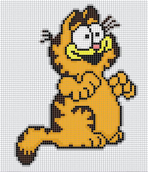 Garfield Cat Comic Perler Bead Graph Pixel Art Design | Perler bead ...