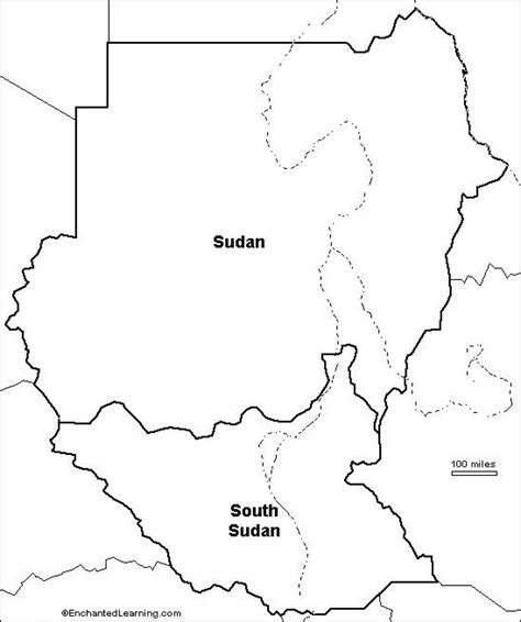 Sudan blank map - Map of Sudan blank (Northern Africa - Africa)