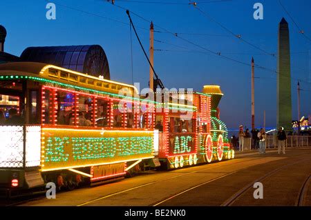 Train Tram at Blackpool Illuminations Stock Photo - Alamy