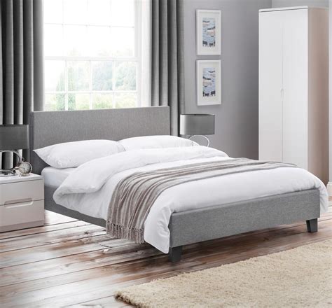 Rialto Light Grey Fabric Bed Frame - 4ft6 Double