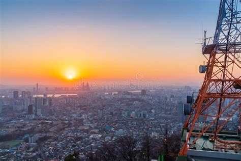 Sunset At Gyeongbokgung Palace In Seoul City , South Korea. Stock Photo ...