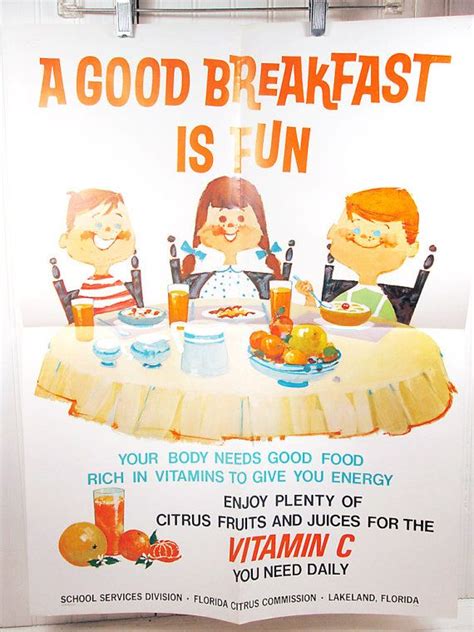 Vintage School Health Poster A Good Breakfast is Fun Florida | Etsy | Gutes frühstück, Frühstück ...