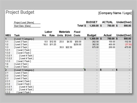 Project Estimation Excel Template