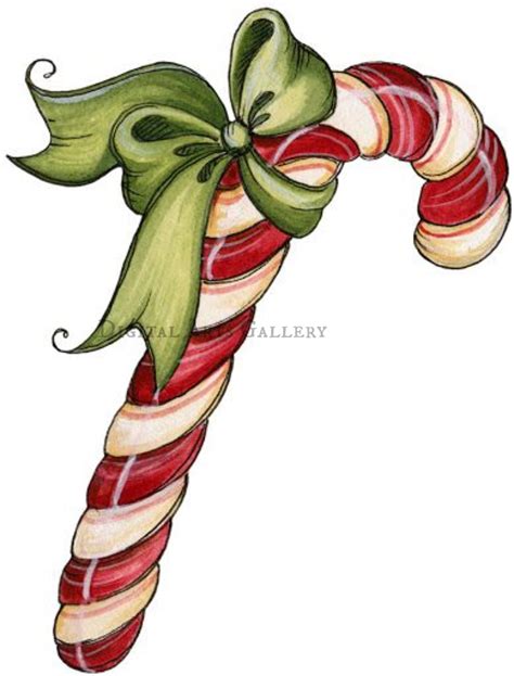 Vintage Christmas Art, Candy Cane and Bow, Digital Download Image - Etsy