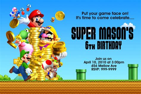 Printable Super Mario Birthday Cards