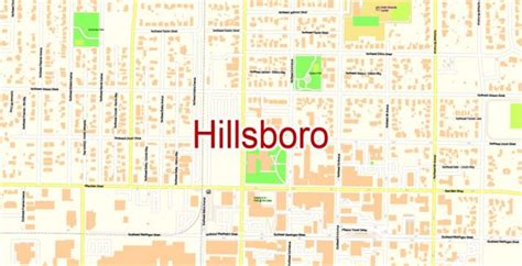 Hillsboro Map Oregon US, exact vector City Plan all Buildings scale 1: ...