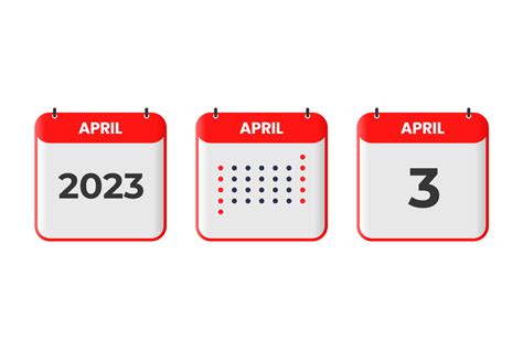 April 3 calendar design icon. 2023 calendar schedule, appointment ...