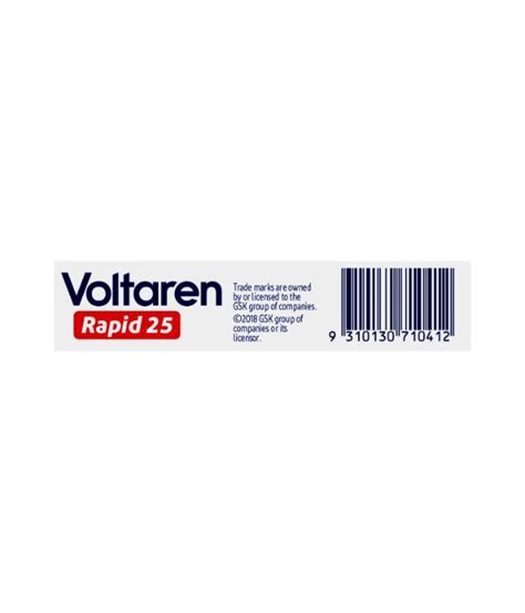 Voltaren Rapid 25mg Tablets 20 Tablets (Pharmacist Only) - ZOOM Pharmacy