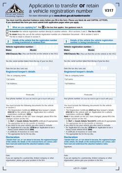 DVLA V317 private number plate transfer retention form | The Plate Market